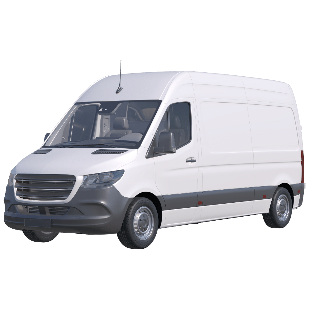 Image of a Sprinter van, representing our primary vehicle for product deliveries.